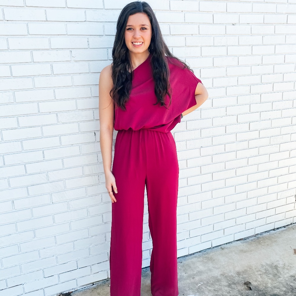 Magenta One Shoulder Jumpsuit
